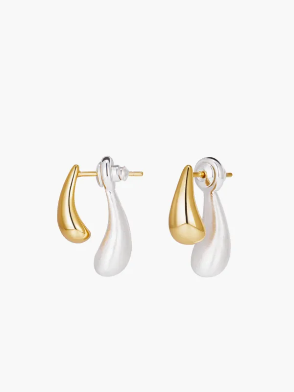 Two-Tone Water Drop Earrings sold by COMMENSE