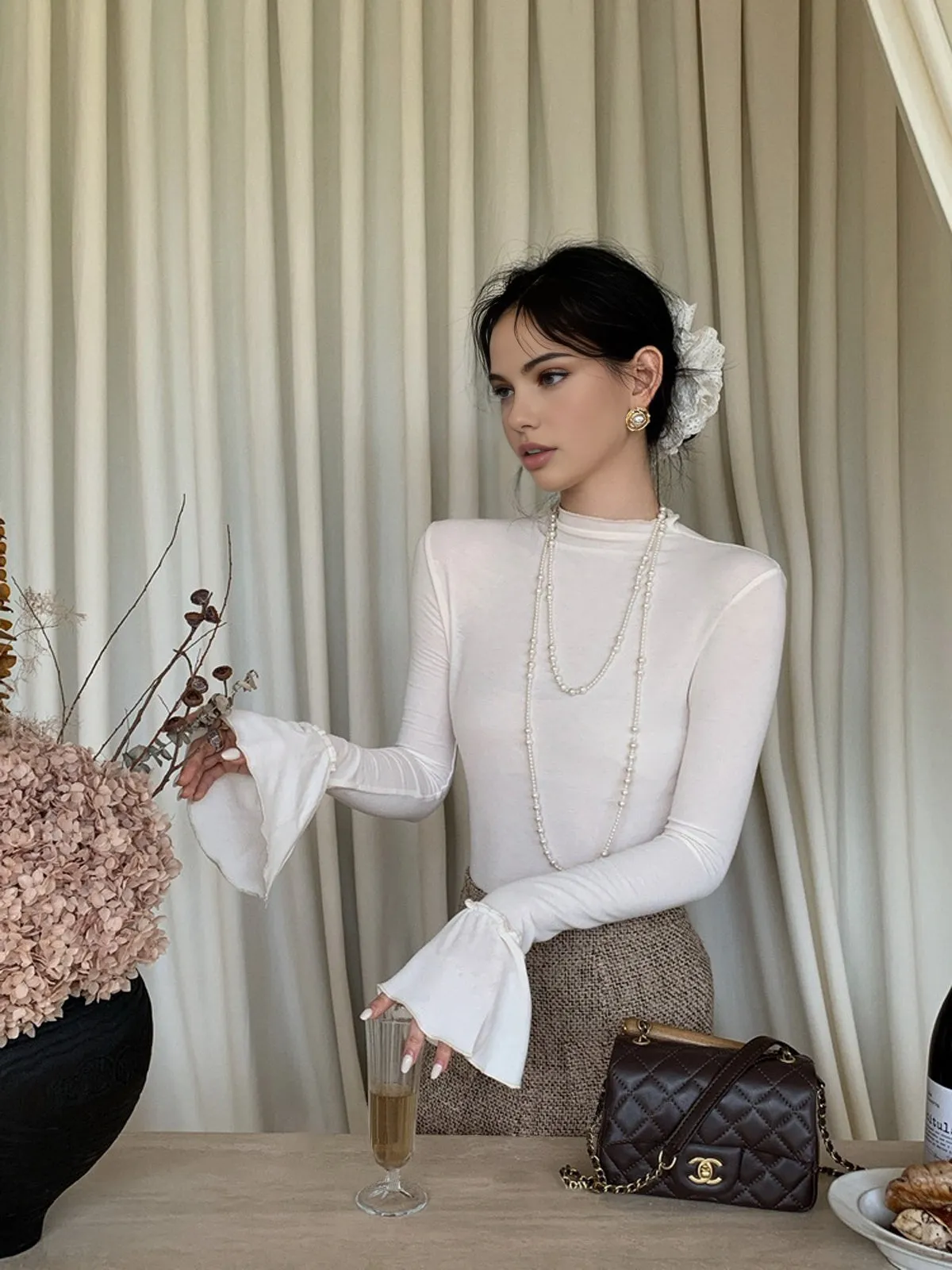 Plain Ruffle-Cuff Jersey Top sold by COMMENSE product image thumbnail 3