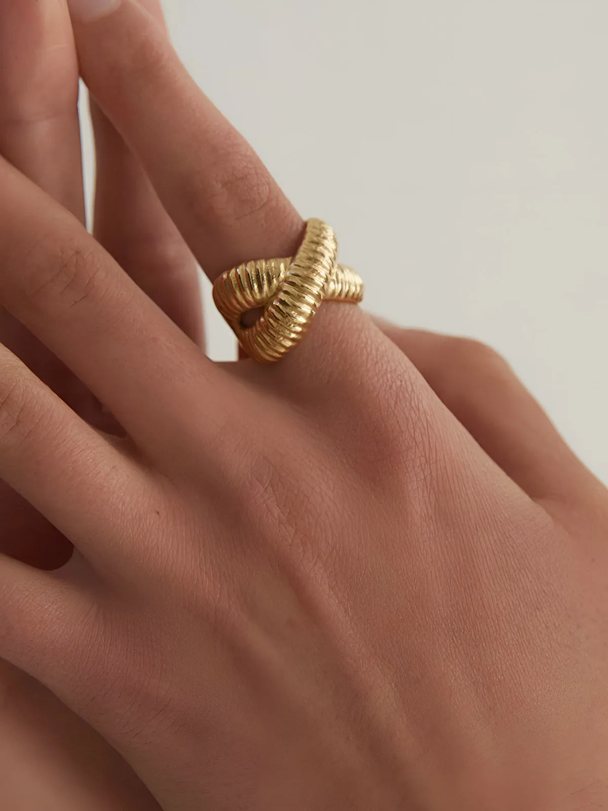 Cross Ripple Open Ring sold by COMMENSE