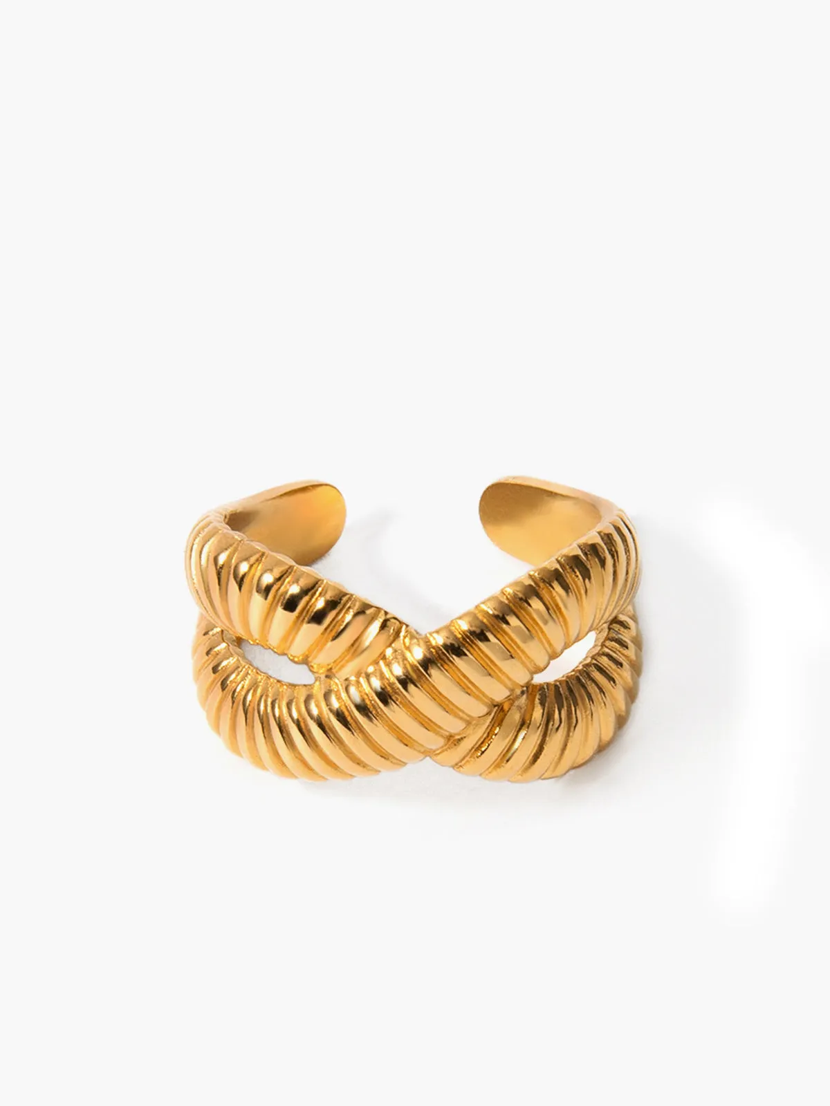 Cross Ripple Open Ring sold by COMMENSE product image thumbnail 2