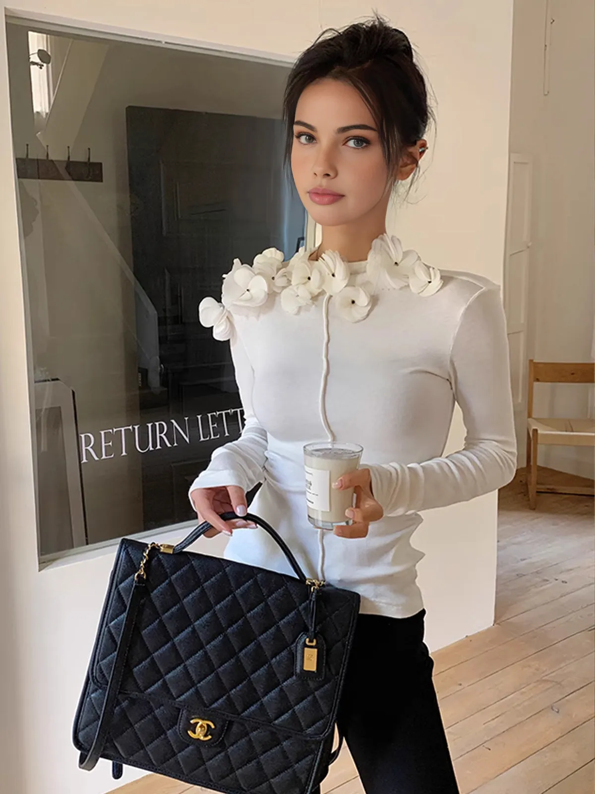 Floral Embroiled Piping Blouse sold by COMMENSE product image thumbnail 2