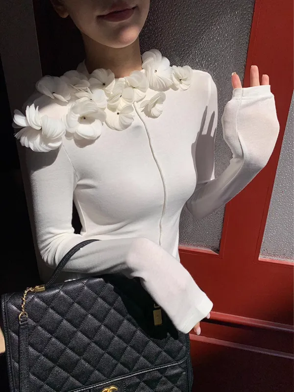 Floral Embroiled Piping Blouse sold by COMMENSE