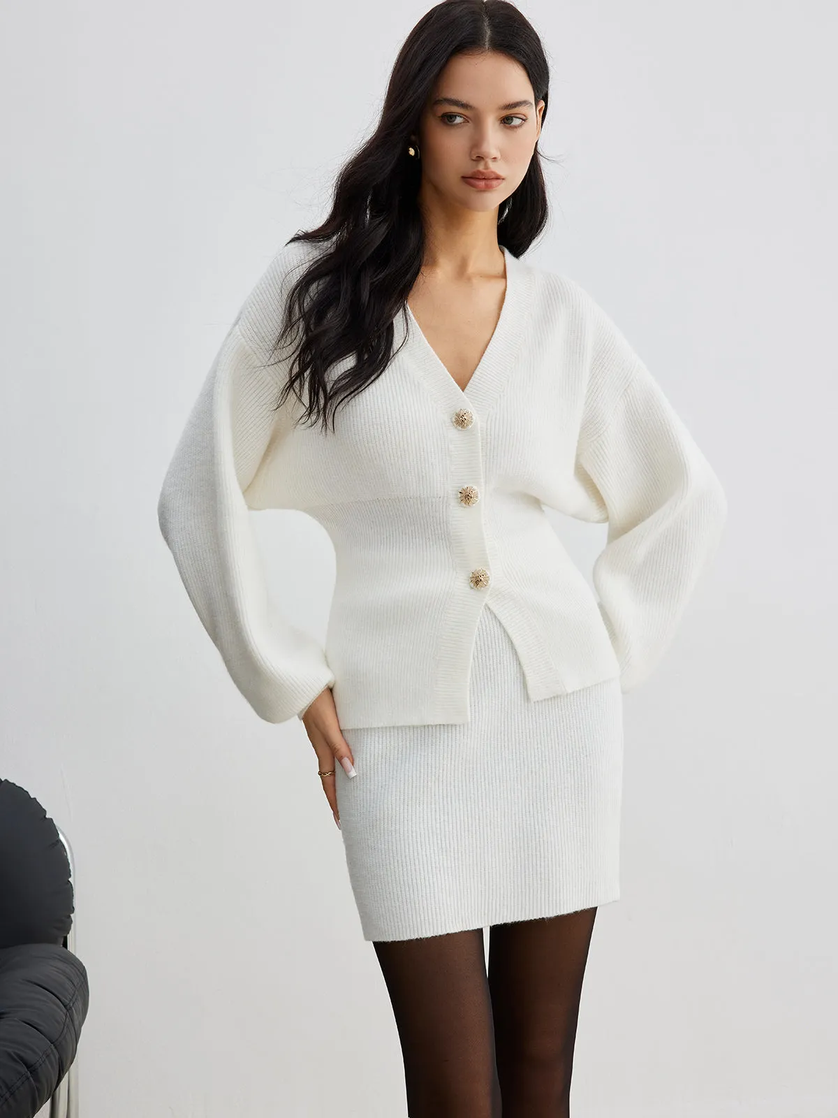 Elegant Button Slit Cinched Cardigan sold by COMMENSE product image thumbnail 2