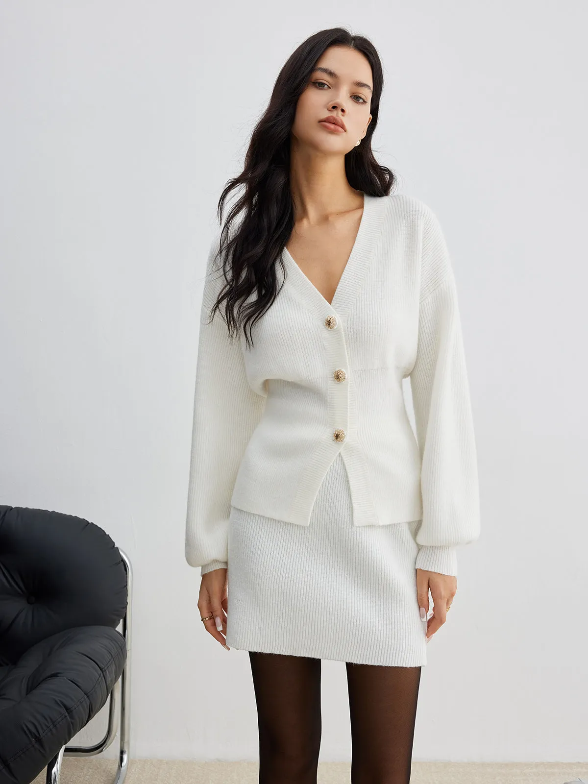 Elegant Button Slit Cinched Cardigan sold by COMMENSE product image thumbnail 4