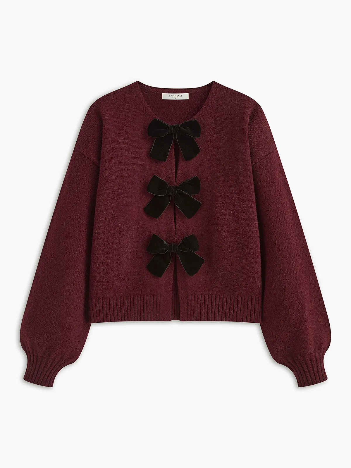 Velvet-Bow Lantern Sleeve Sweater sold by COMMENSE product image thumbnail 3