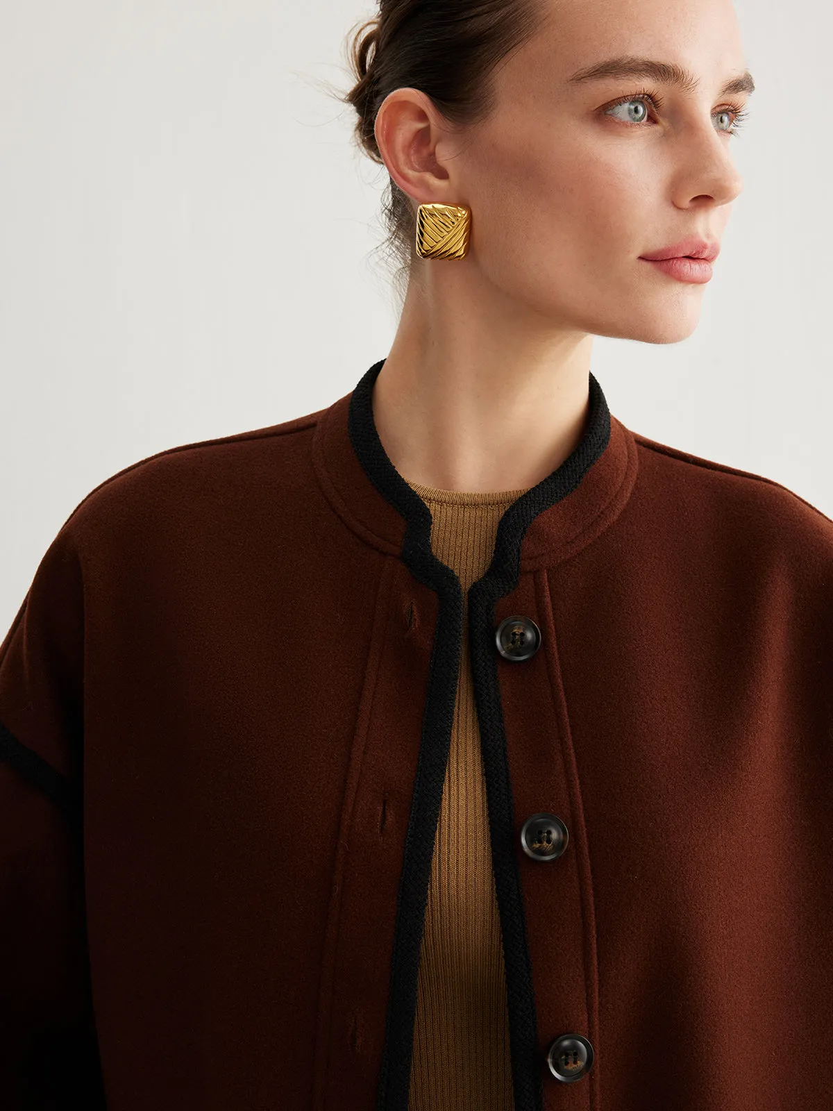 Minimalist Contrast Trim Tweed Jacket sold by COMMENSE product image thumbnail 5