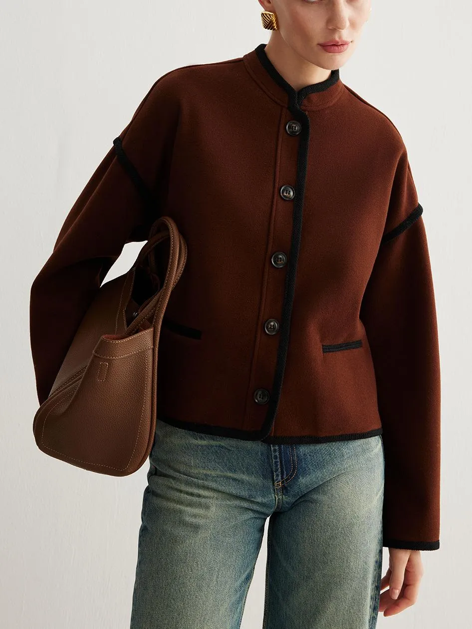 Minimalist Contrast Trim Tweed Jacket sold by COMMENSE