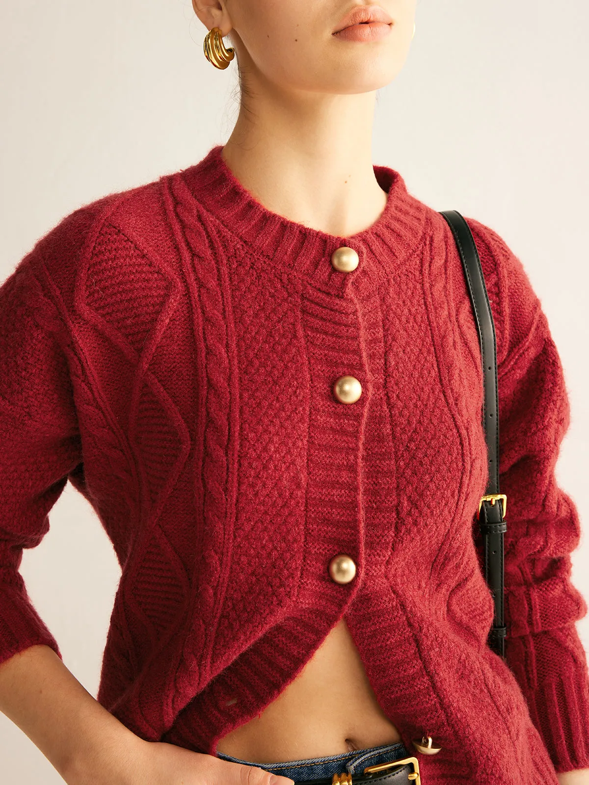 Round Neck Button Down Twist Cardigan sold by COMMENSE product image thumbnail 2