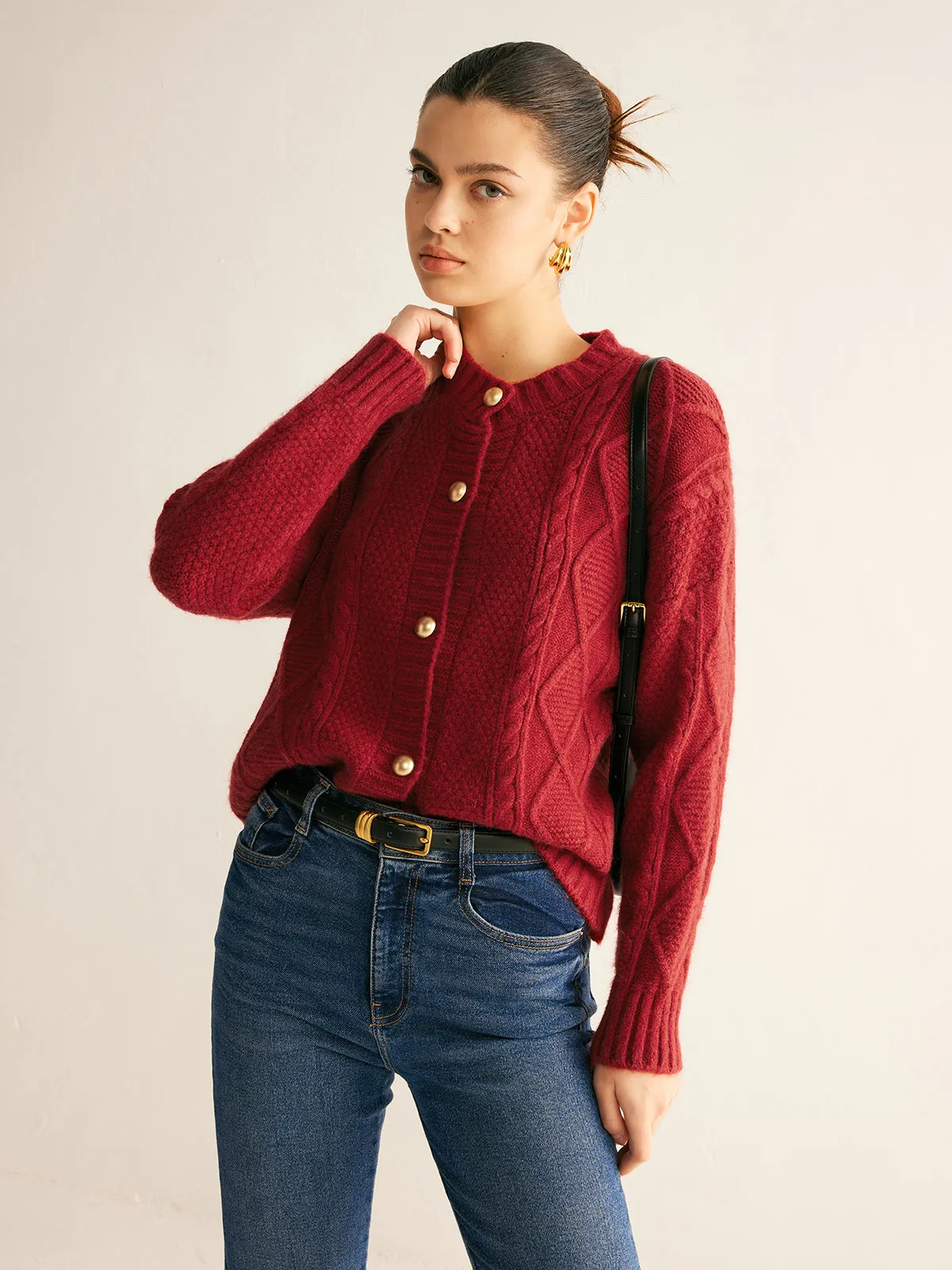 Round Neck Button Down Twist Cardigan sold by COMMENSE product image thumbnail 4