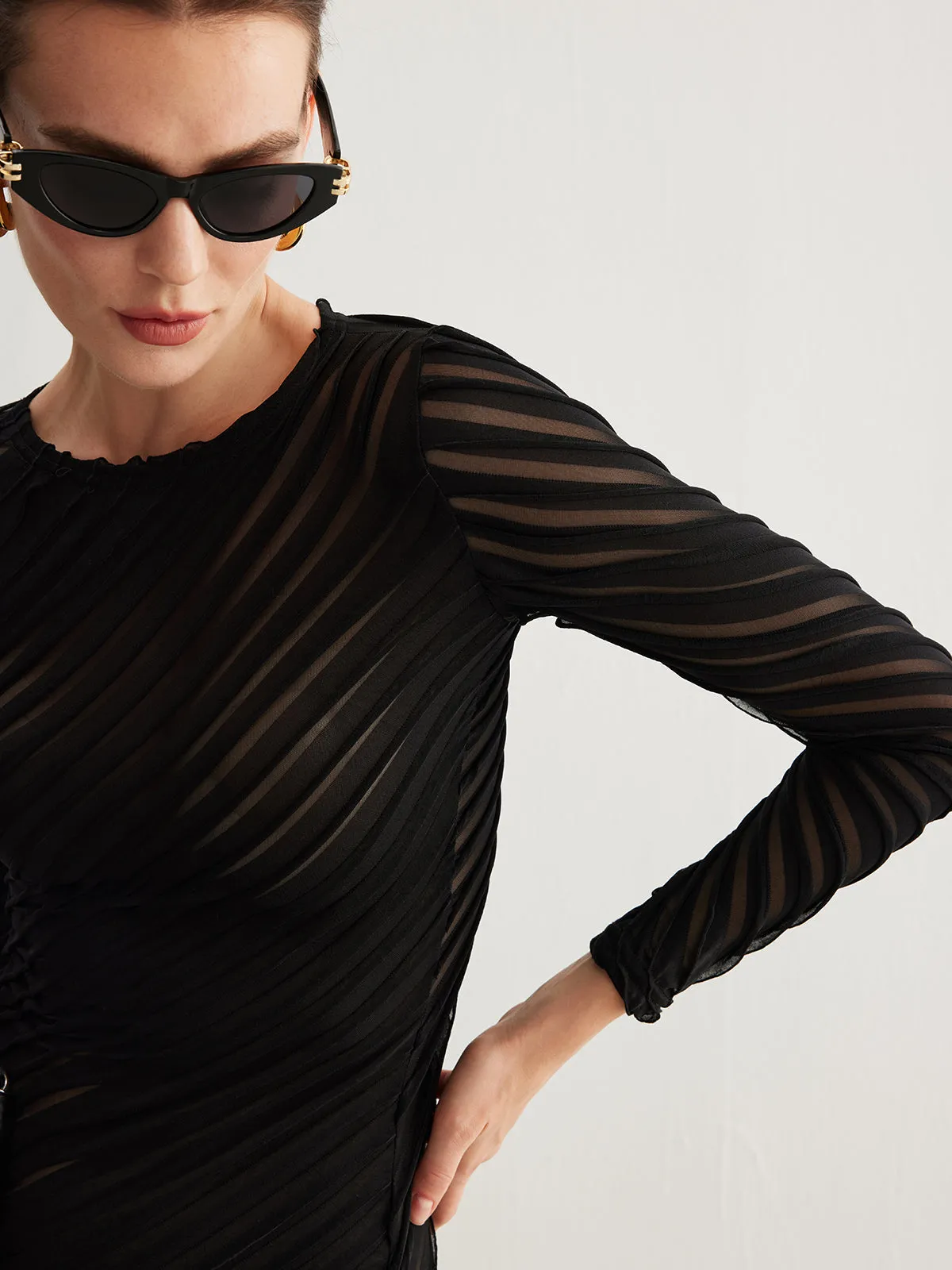 Lettuce Trim Sim-Sheer Slim Dress sold by COMMENSE product image thumbnail 2