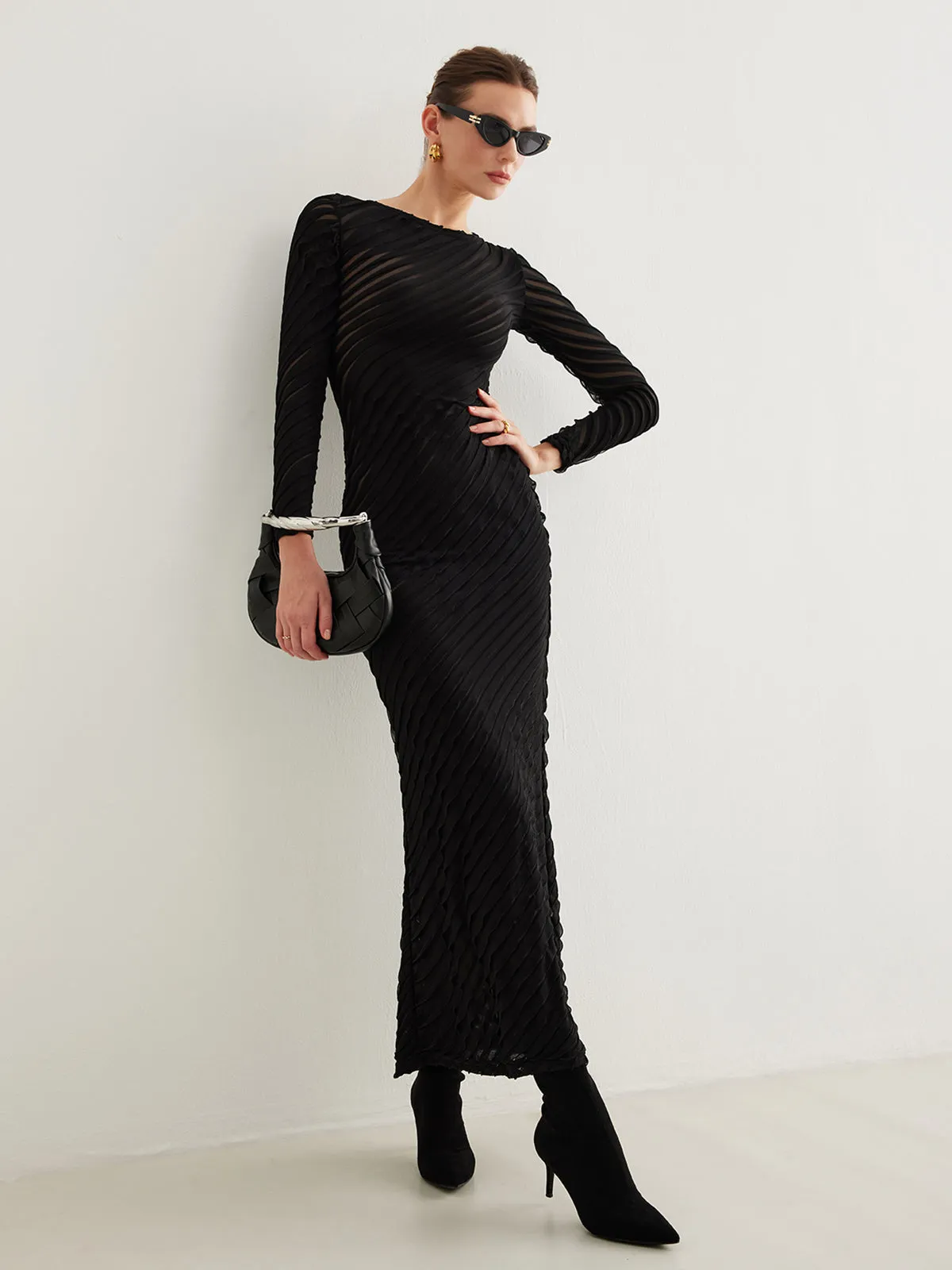 Lettuce Trim Sim-Sheer Slim Dress sold by COMMENSE product image thumbnail 3