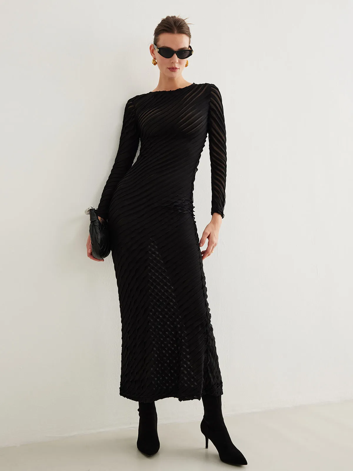 Lettuce Trim Sim-Sheer Slim Dress sold by COMMENSE product image thumbnail 4