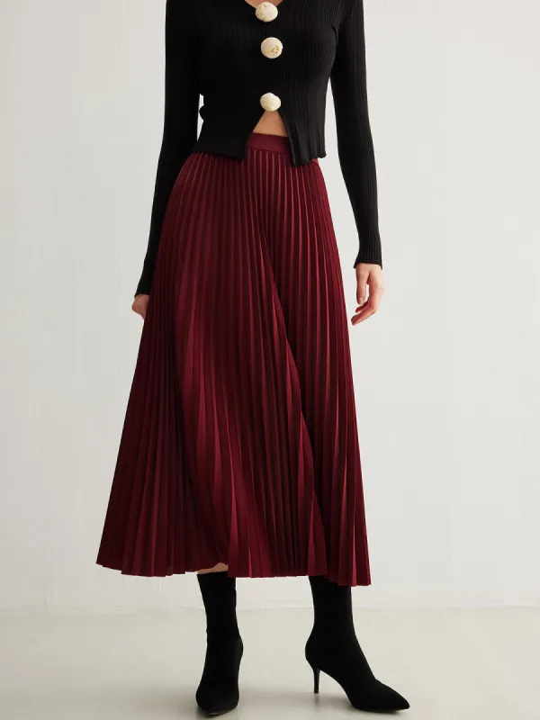 Minimalist Pleated Flowy Skirt sold by COMMENSE