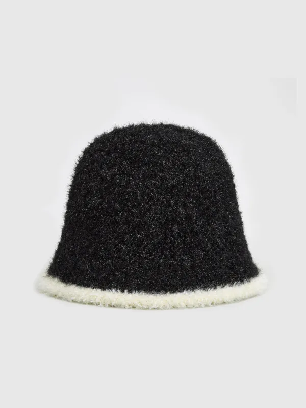 Contrast Trim Plush Bucket Hat sold by COMMENSE
