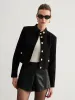 Stand Collar Button Tweed Short Jacket sold by COMMENSE