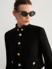 Stand Collar Button Tweed Short Jacket sold by COMMENSE