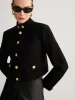 Stand Collar Button Tweed Short Jacket sold by COMMENSE
