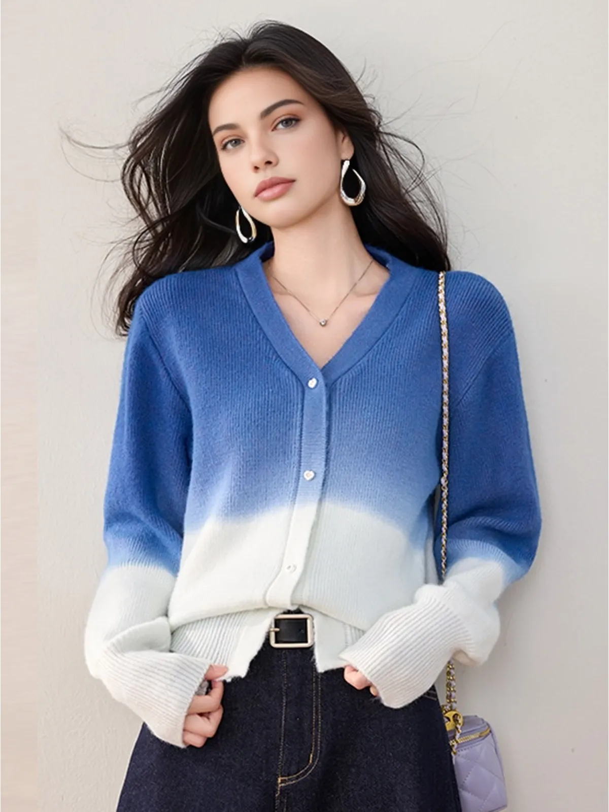 Tie Dye Gradient Button Cardigan sold by COMMENSE