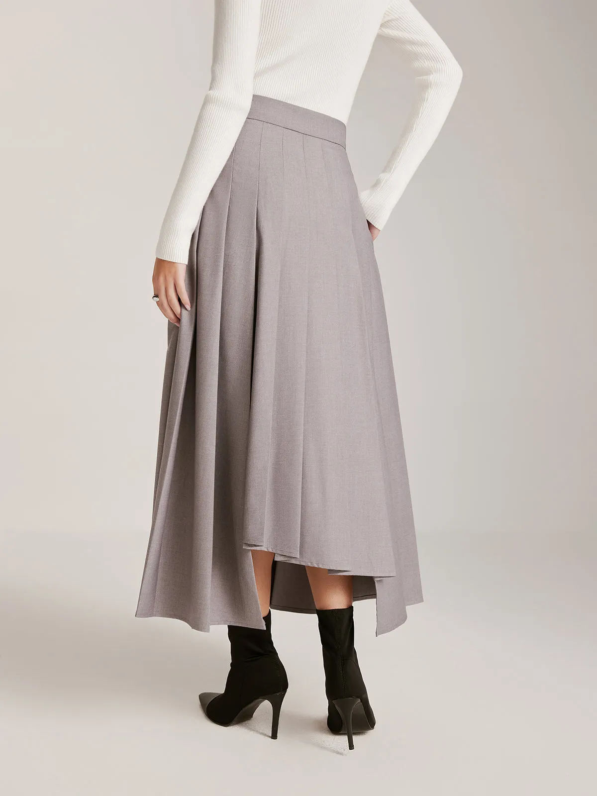 Asymmetrical Pleated Pockets Skirt sold by COMMENSE product image thumbnail 3