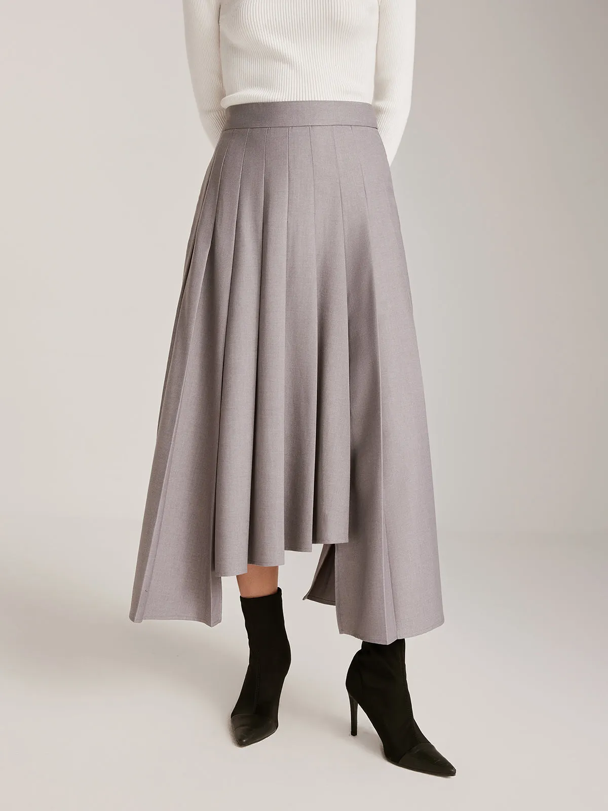 Asymmetrical Pleated Pockets Skirt sold by COMMENSE product image thumbnail 5
