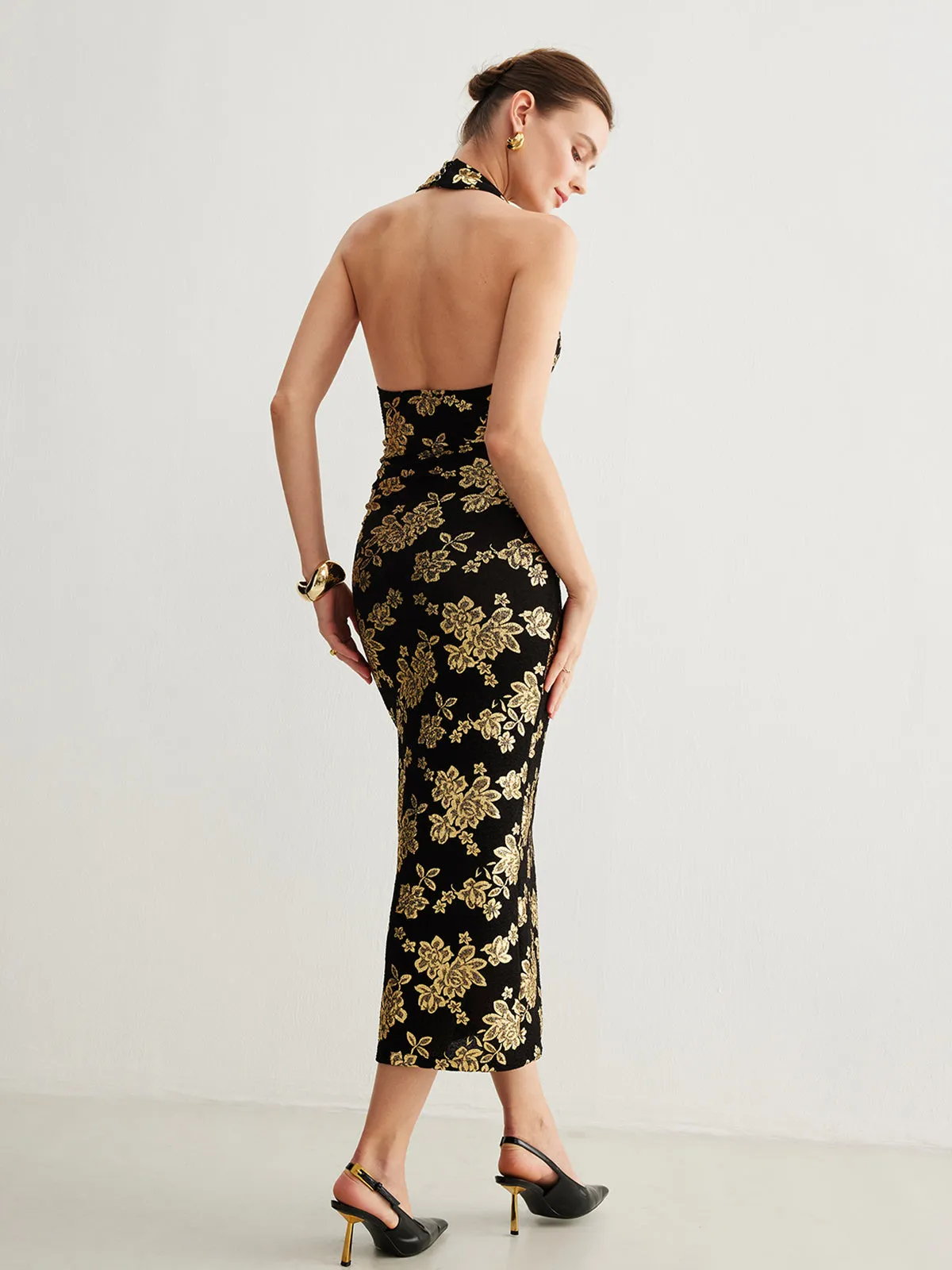 Retro Backless Slim Halter Dress sold by COMMENSE product image thumbnail 3