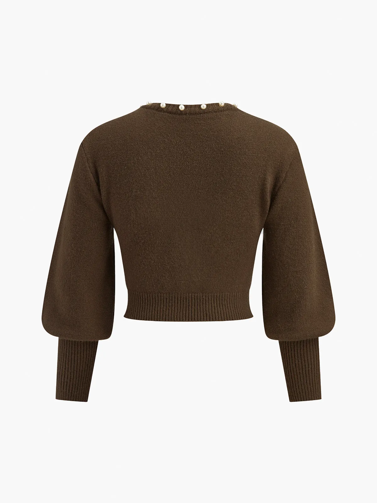 Pearl Trim Lantern Sleeve Knit Top sold by COMMENSE product image thumbnail 2