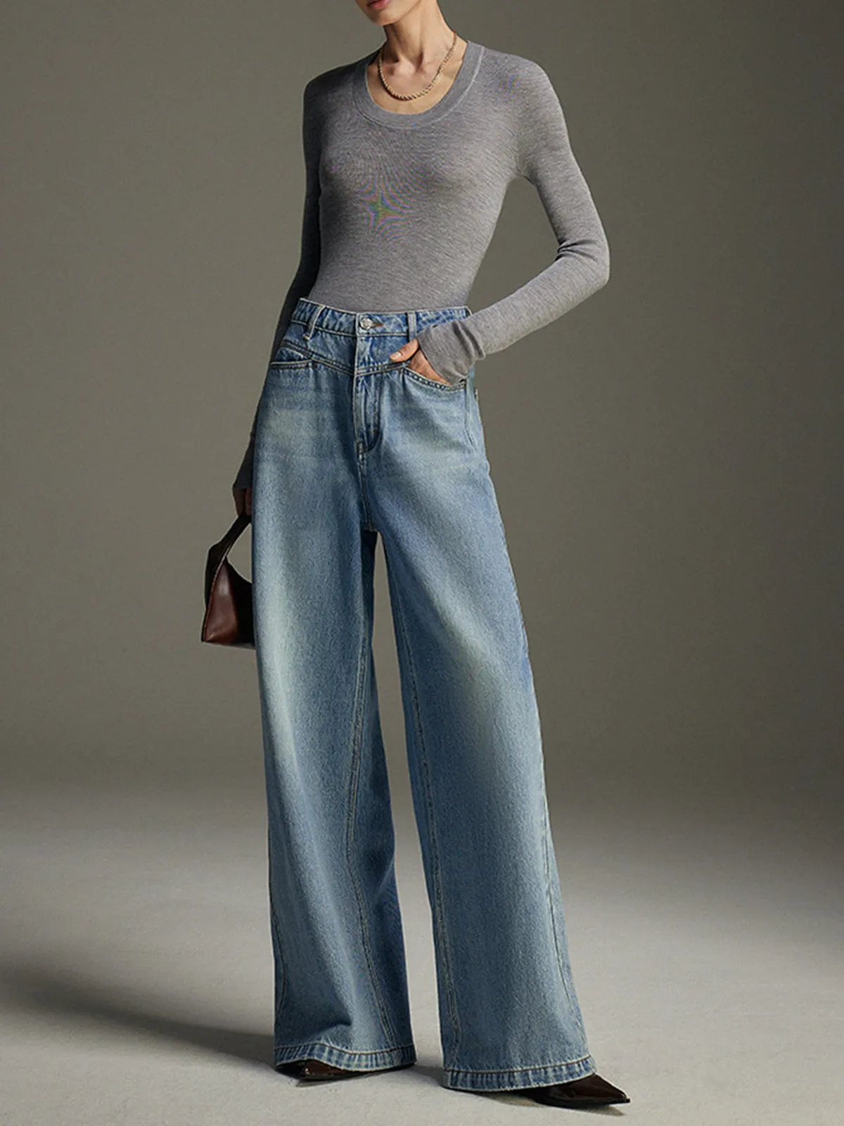 Wide-Leg Denim Jeans sold by COMMENSE product image thumbnail 3