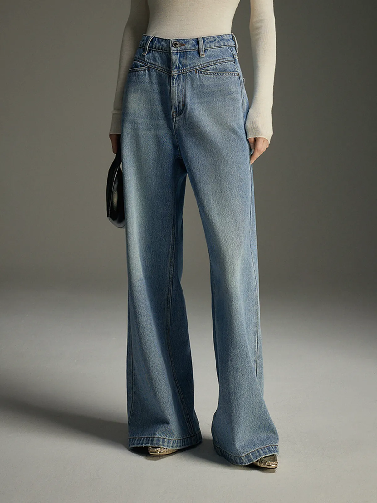 Wide-Leg Denim Jeans sold by COMMENSE