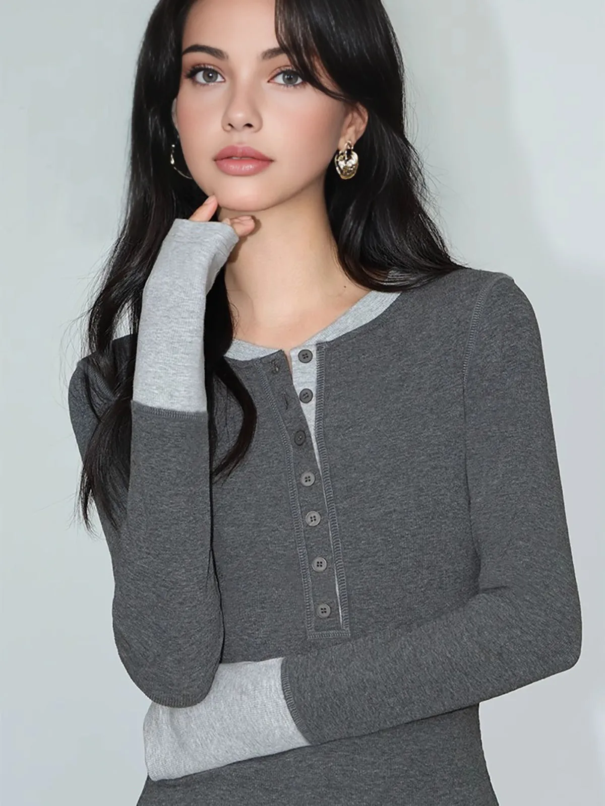 2 in 1 Color Block Jersey Top sold by COMMENSE product image thumbnail 3