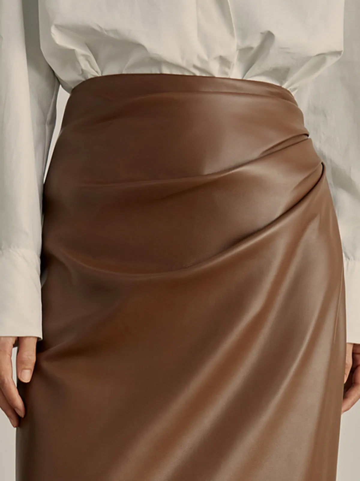Minimalist PU Leather Skirt sold by COMMENSE product image thumbnail 3