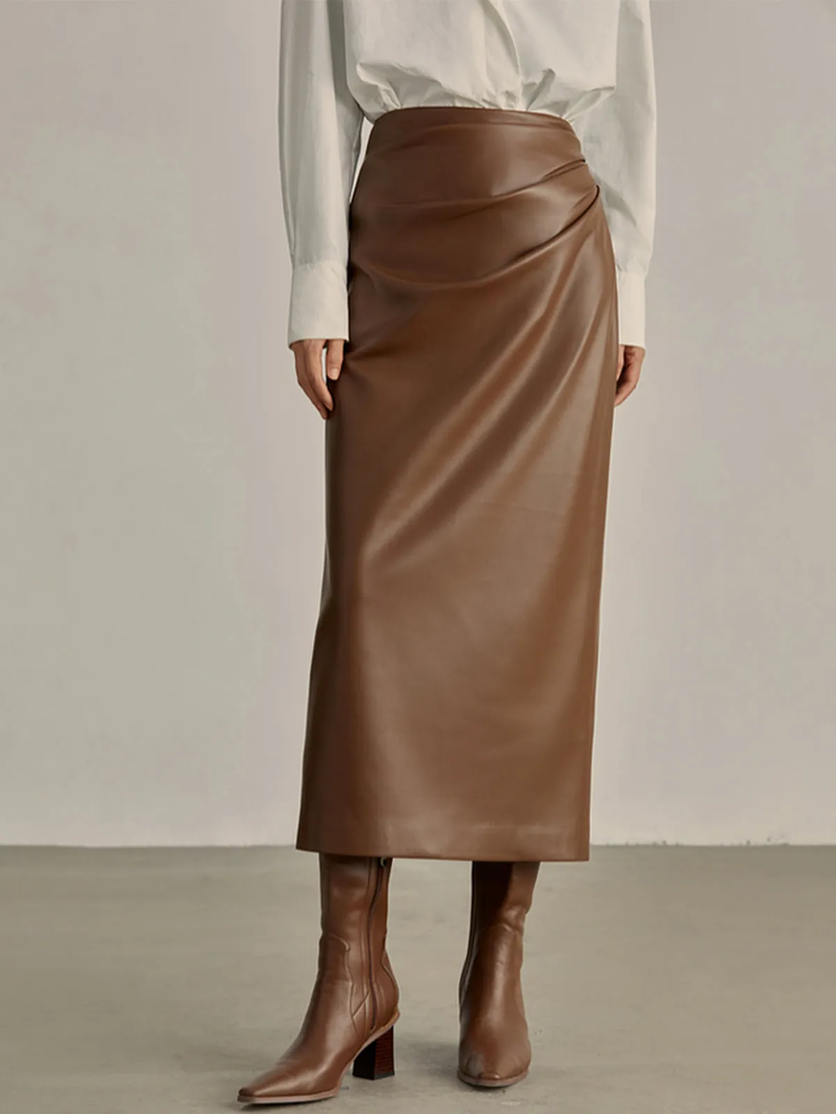 Minimalist PU Leather Skirt sold by COMMENSE