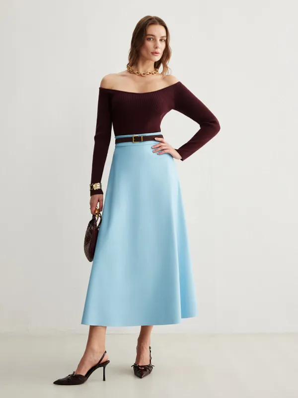 Flowy Zipper PU Leather Skirt Without Belt sold by COMMENSE