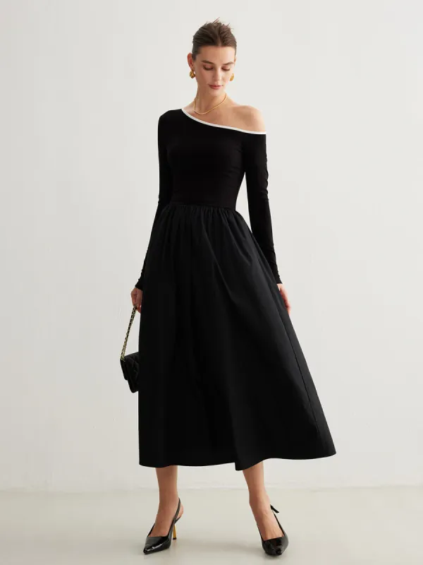 Cold-Shoulder Pockets Panel Dress Without Belt sold by COMMENSE