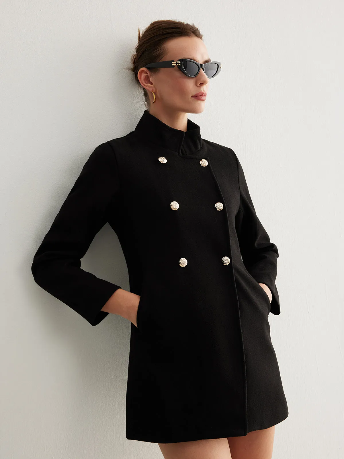 Stand Collar Plain Button Blazer sold by COMMENSE product image thumbnail 2