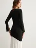 Two-Tone Chiffon Panel Jersey Pleated Dress sold by COMMENSE