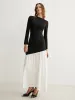 Two-Tone Chiffon Panel Jersey Pleated Dress sold by COMMENSE