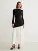 Two-Tone Chiffon Panel Jersey Pleated Dress sold by COMMENSE