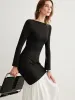 Two-Tone Chiffon Panel Jersey Pleated Dress sold by COMMENSE