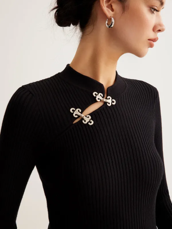 Versatile Metal Decor Knit Top sold by COMMENSE