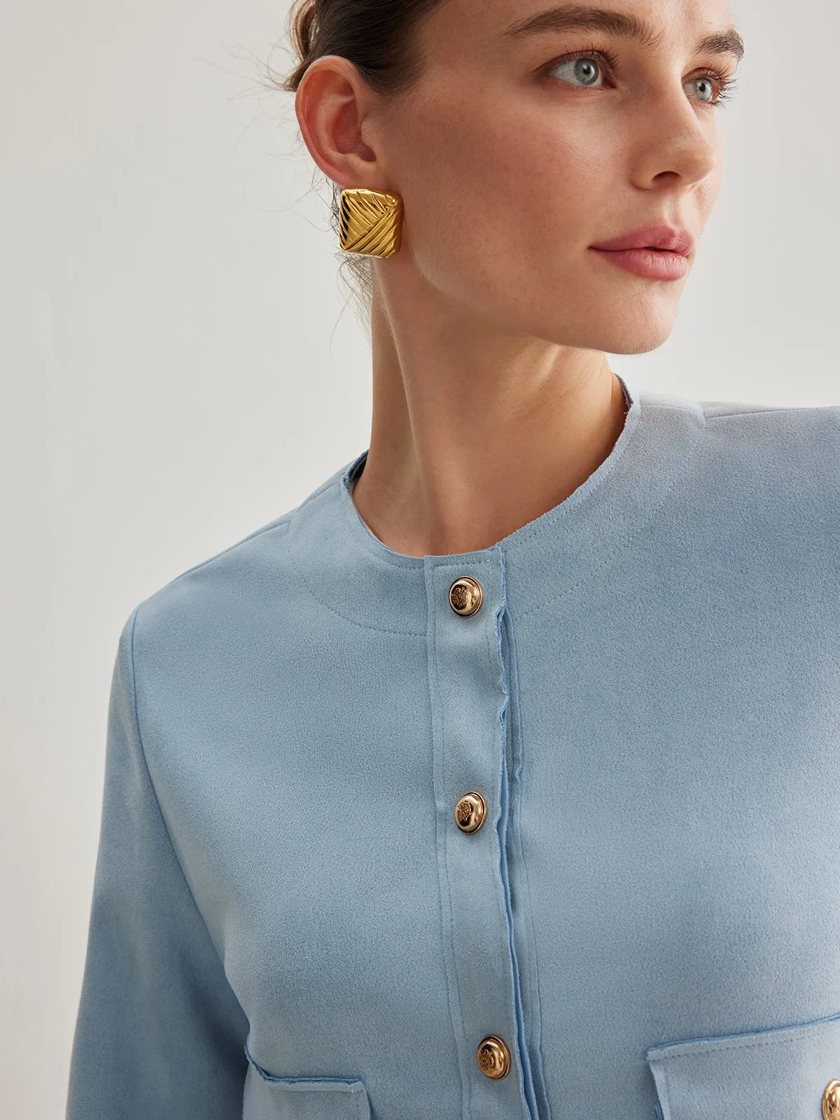 Round Neck Button Short Jacket sold by COMMENSE product image thumbnail 4