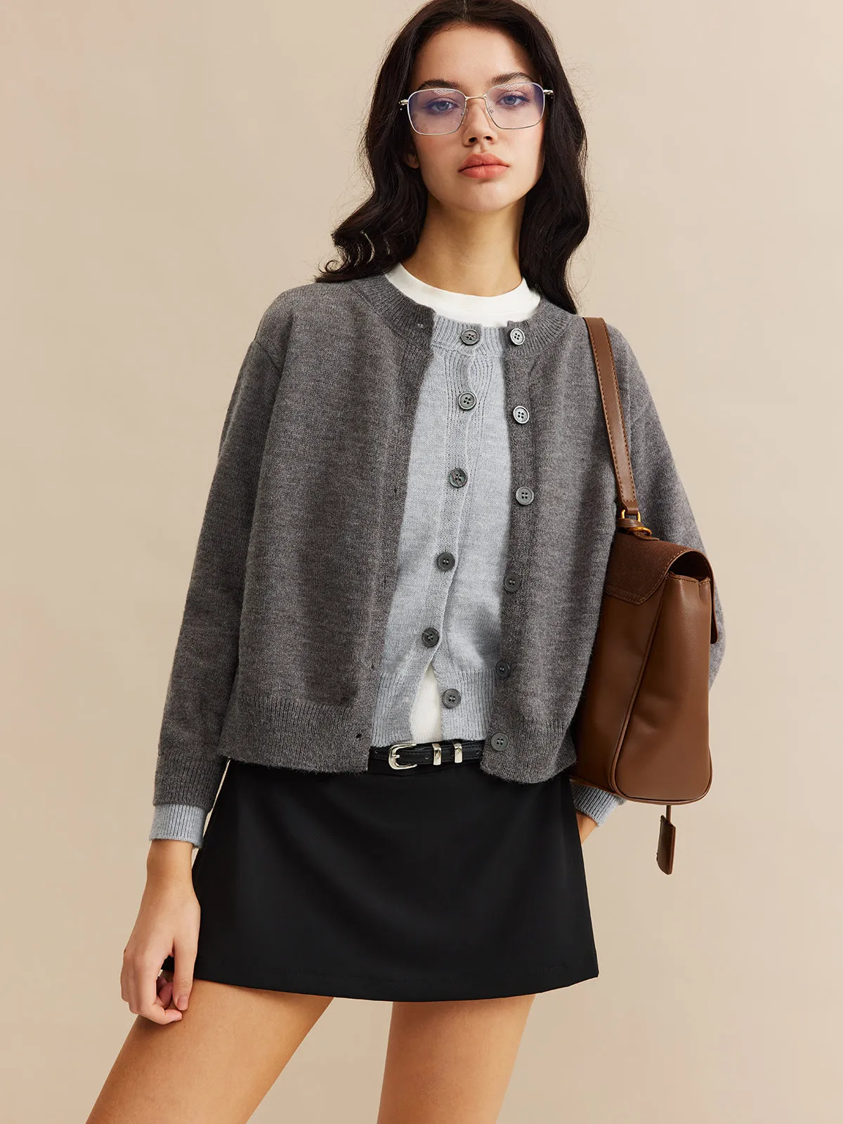 2 in 1 Crew Neck Button Cardigan sold by COMMENSE