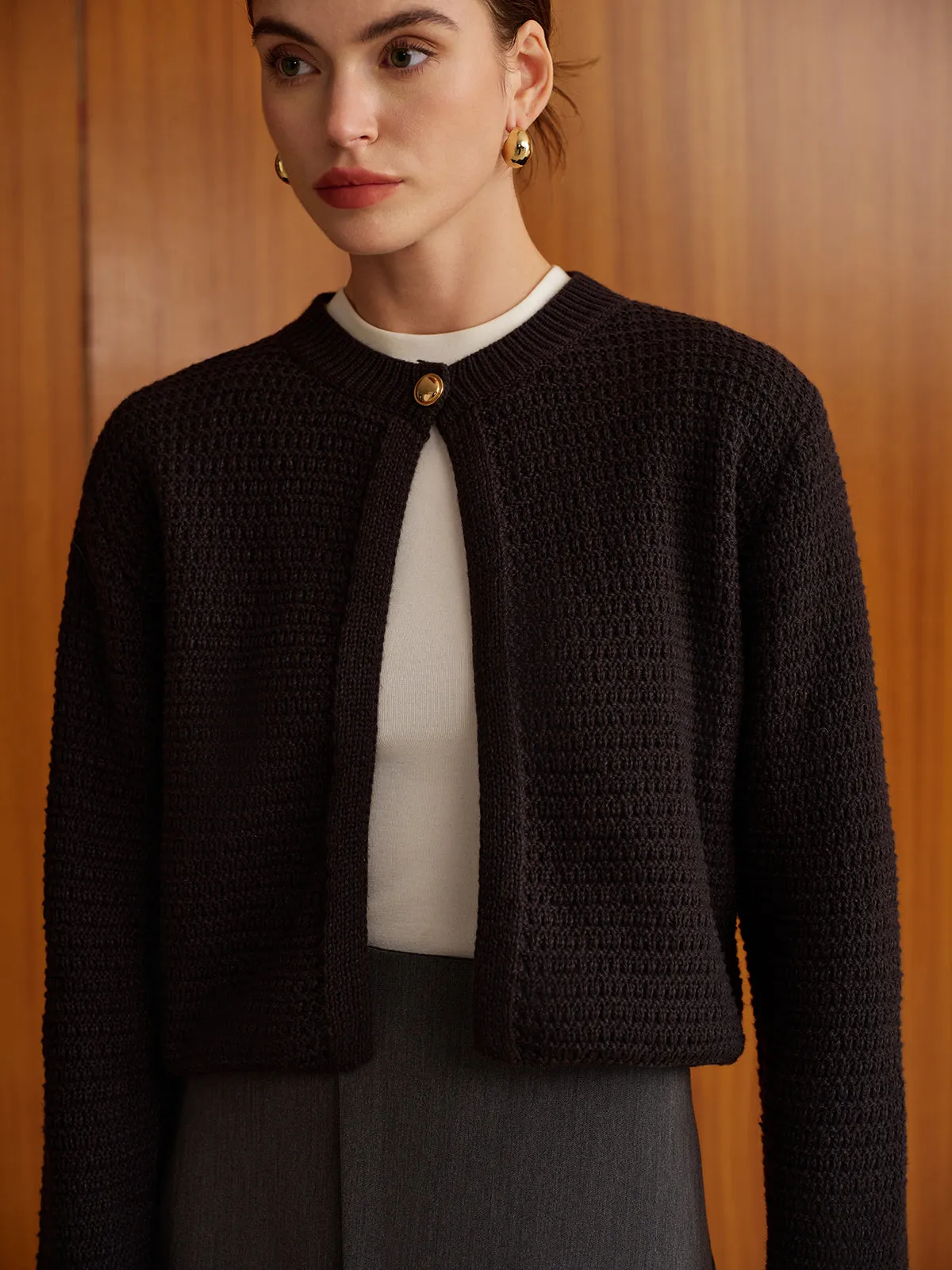 Minimalist Button Short Cardigan sold by COMMENSE product image thumbnail 5