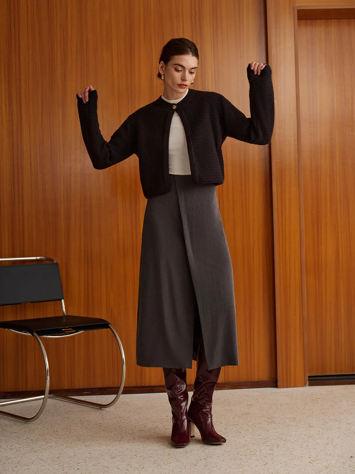 Minimalist Button Short Cardigan sold by COMMENSE product image thumbnail 4