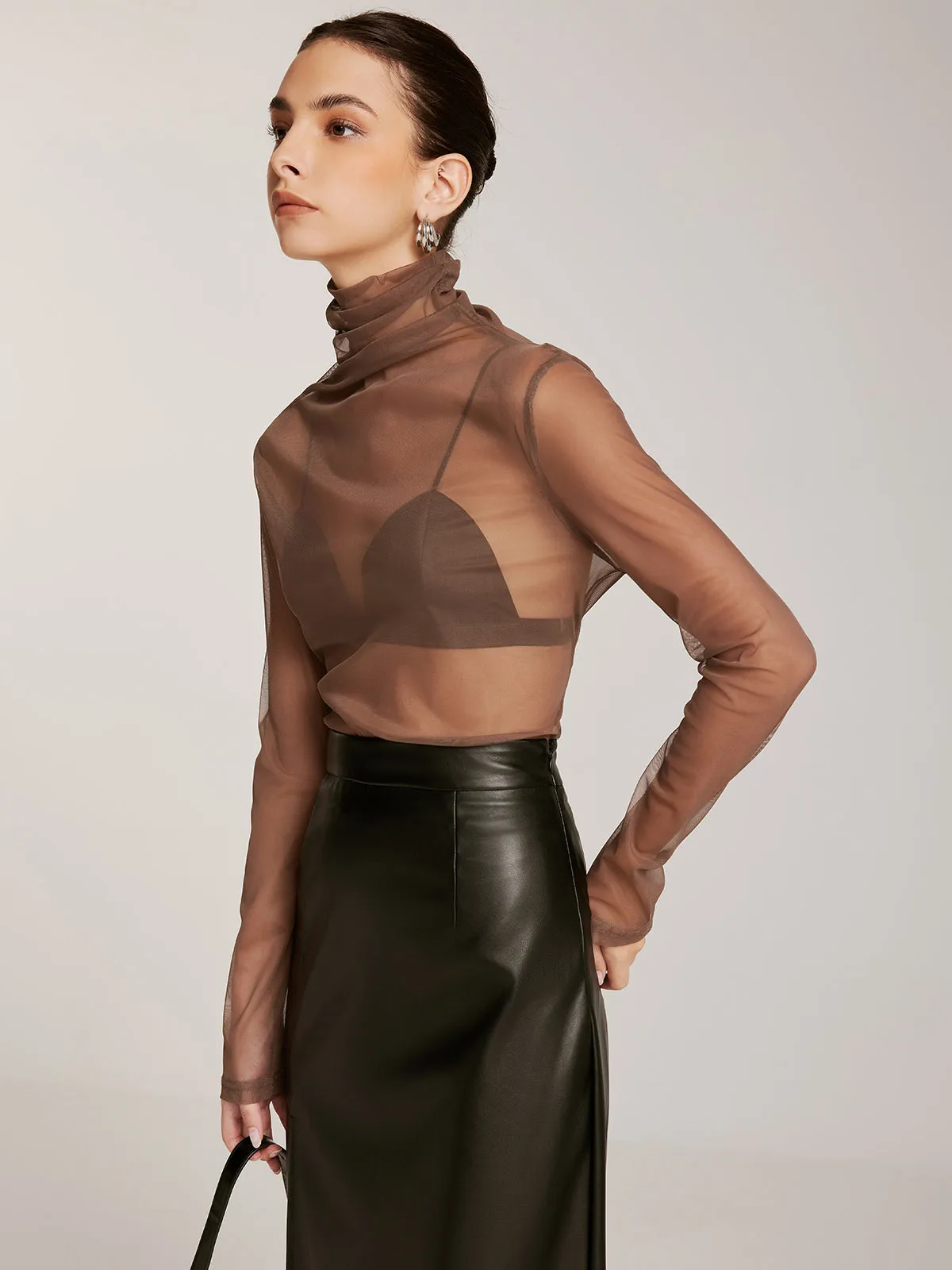 Sheer Stack Collar Bottoming Top sold by COMMENSE product image thumbnail 5