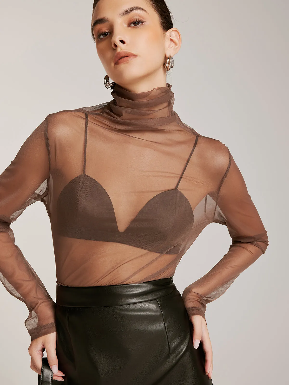 Sheer Stack Collar Bottoming Top sold by COMMENSE product image thumbnail 2
