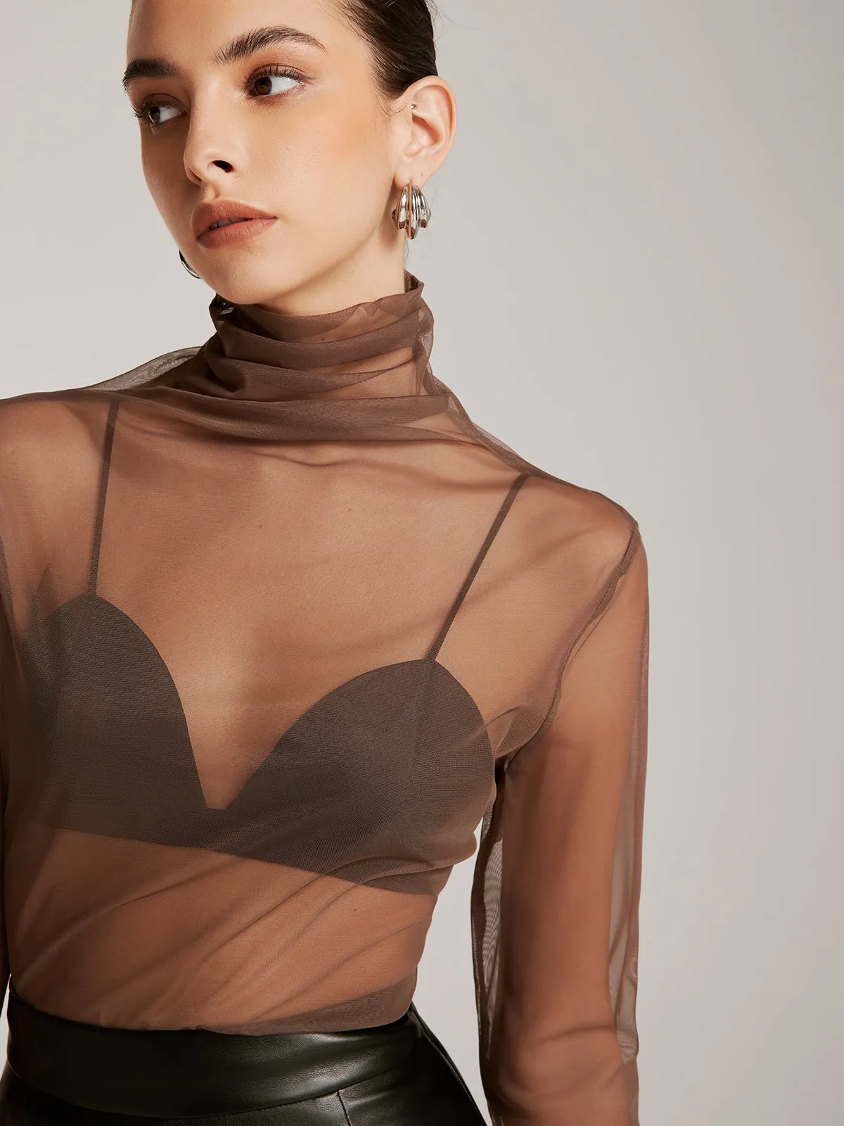 Sheer Stack Collar Bottoming Top sold by COMMENSE product image thumbnail 4