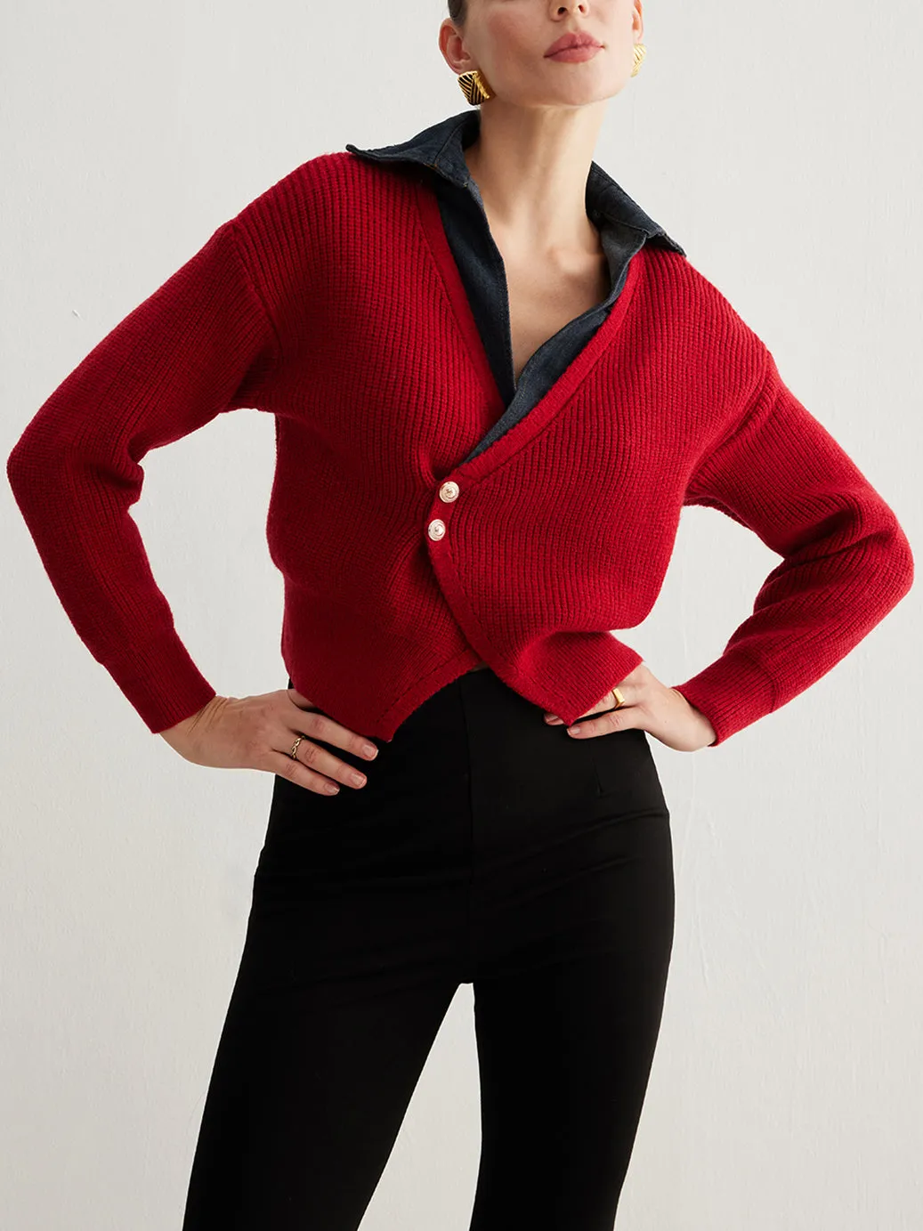 2 in 1 Button Lapel Sweater sold by COMMENSE product image thumbnail 2