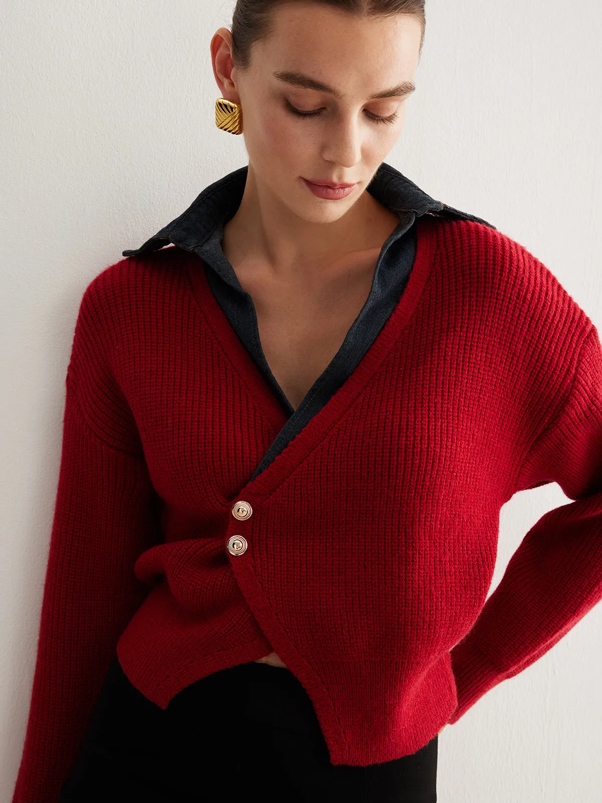 2 in 1 Button Lapel Sweater sold by COMMENSE product image thumbnail 3