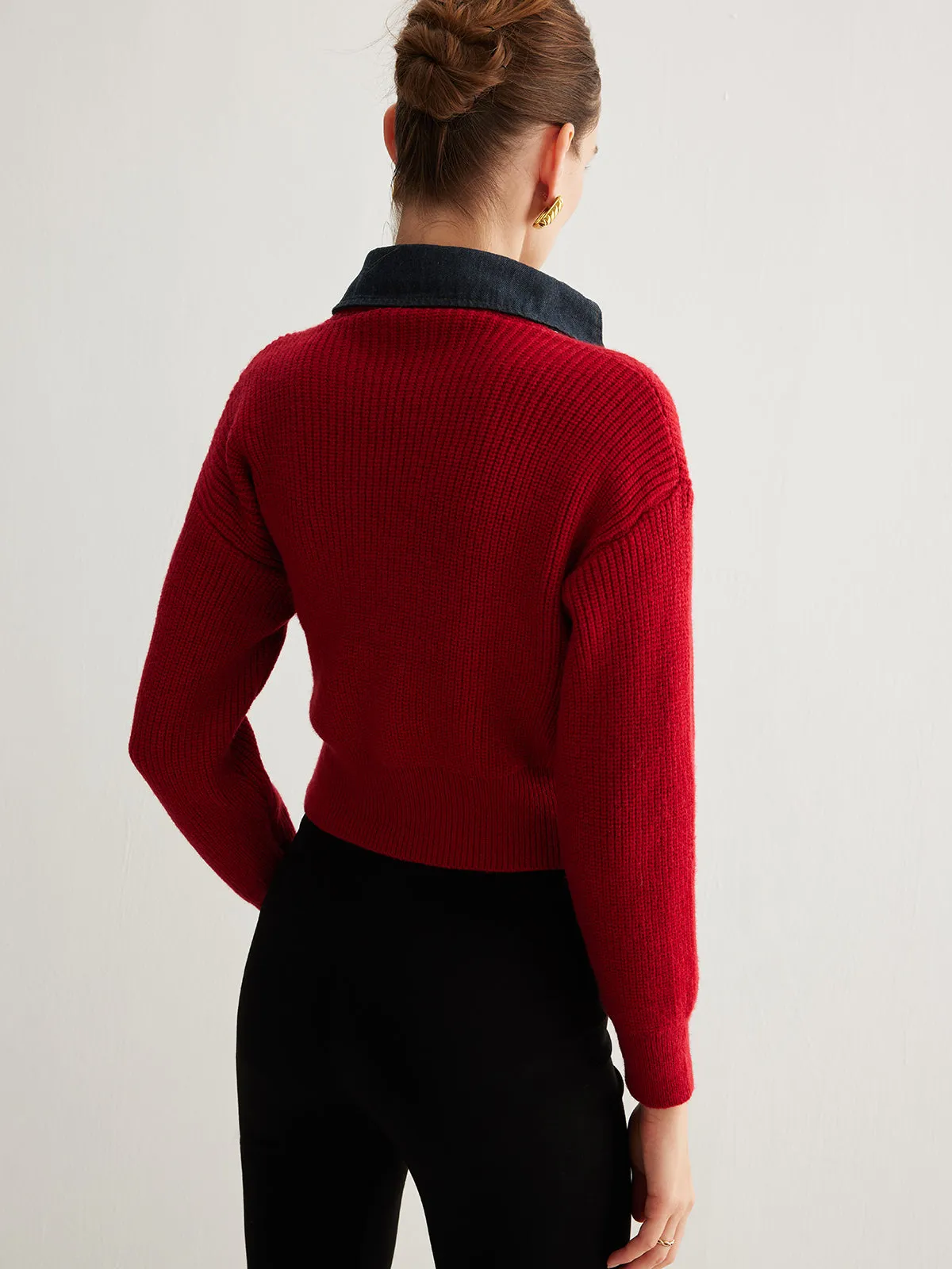 2 in 1 Button Lapel Sweater sold by COMMENSE product image thumbnail 4