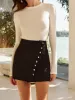Button Hip-Covering Mini Skirt sold by COMMENSE